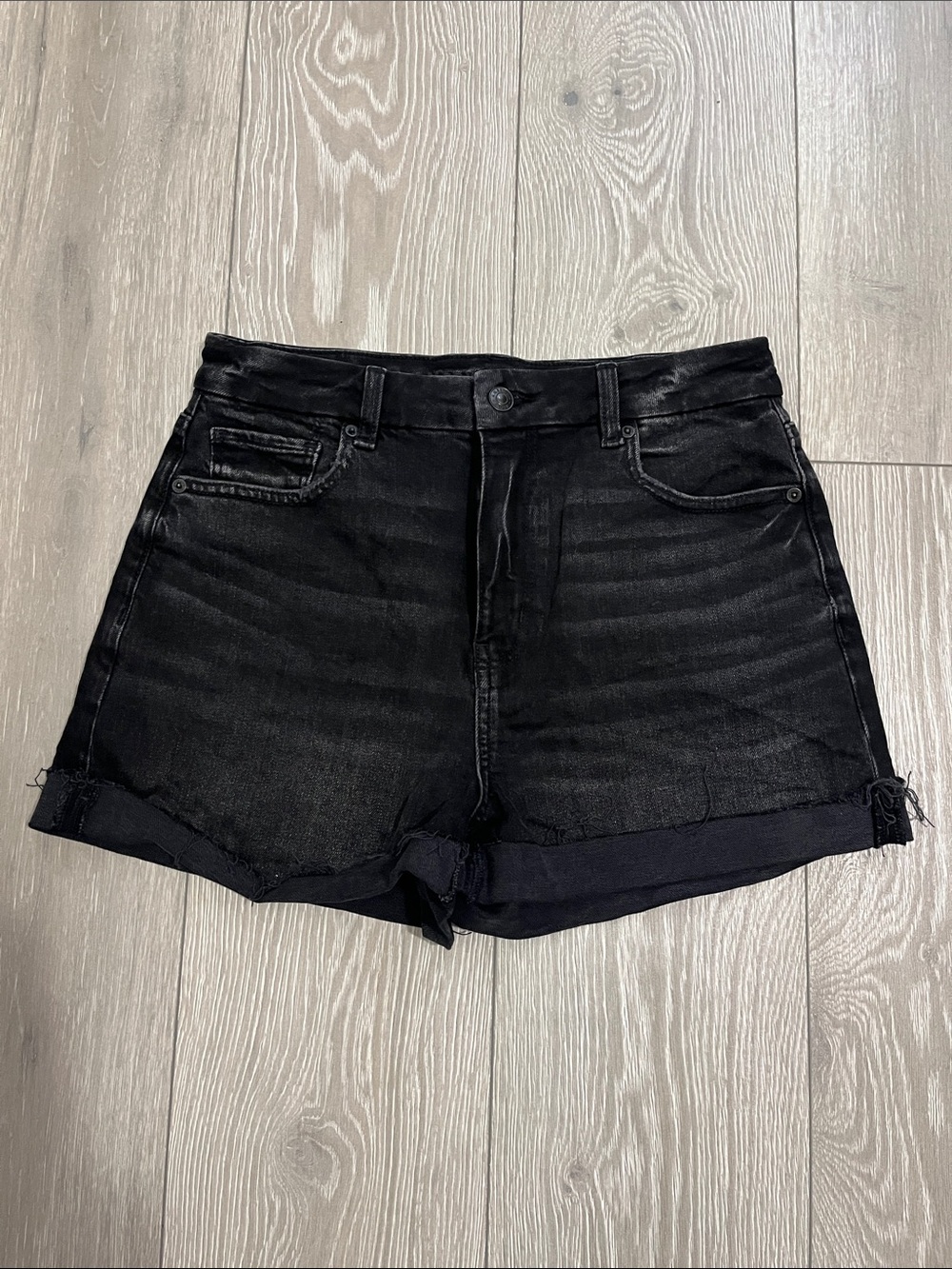 American Eagle Outfitters Black High-Rise Denim Shorts